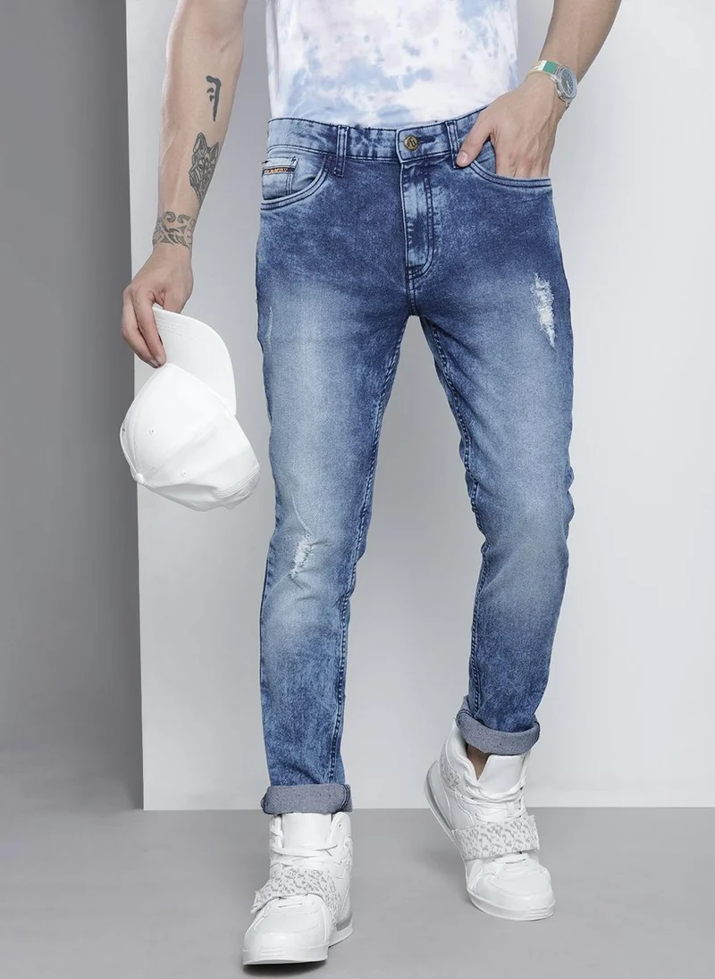 Men Slim Fit Solid Mid-Rise Stretchable Jeans