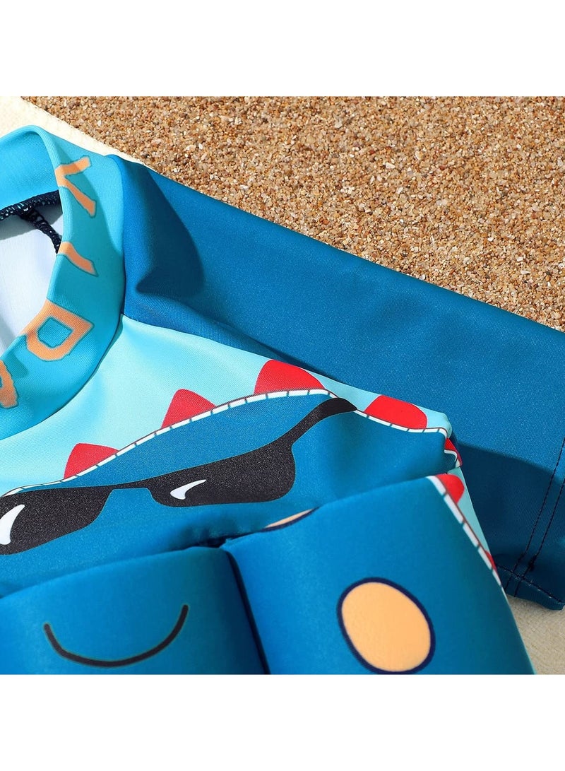 SYOSI Kids Baby One-Piece Floatation Swimsuit Float Suit with Adjustable Buoyancy Bathing Suit Cartoon Short Sleeve Swimwear Jumpsuit(3-4 Years, Blue Cartoon Dragon) - Image 4