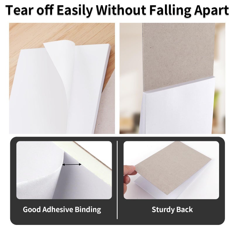 Hoiny Note Pads 3x5 In, 8 Pack Blank Notepad, White Scratch Pads for Writing, 50 Sheets Per Memo Pad for Jotting Down Quick Notes, Pads of Paper for Grocery and Shopping Lists, Small Server Notebook - Image 3
