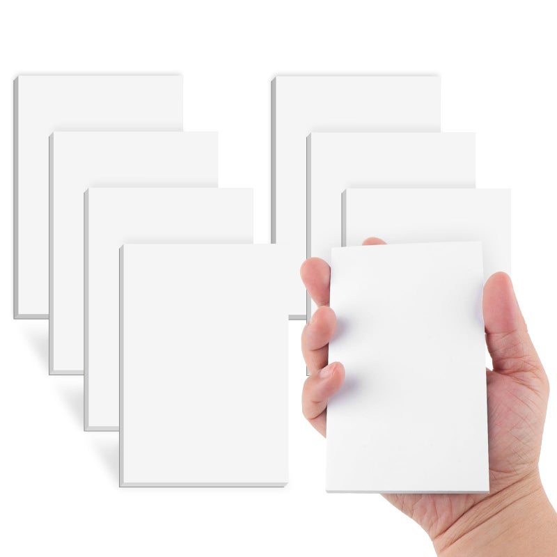 Hoiny Note Pads 3x5 In, 8 Pack Blank Notepad, White Scratch Pads for Writing, 50 Sheets Per Memo Pad for Jotting Down Quick Notes, Pads of Paper for Grocery and Shopping Lists, Small Server Notebook - Image 1