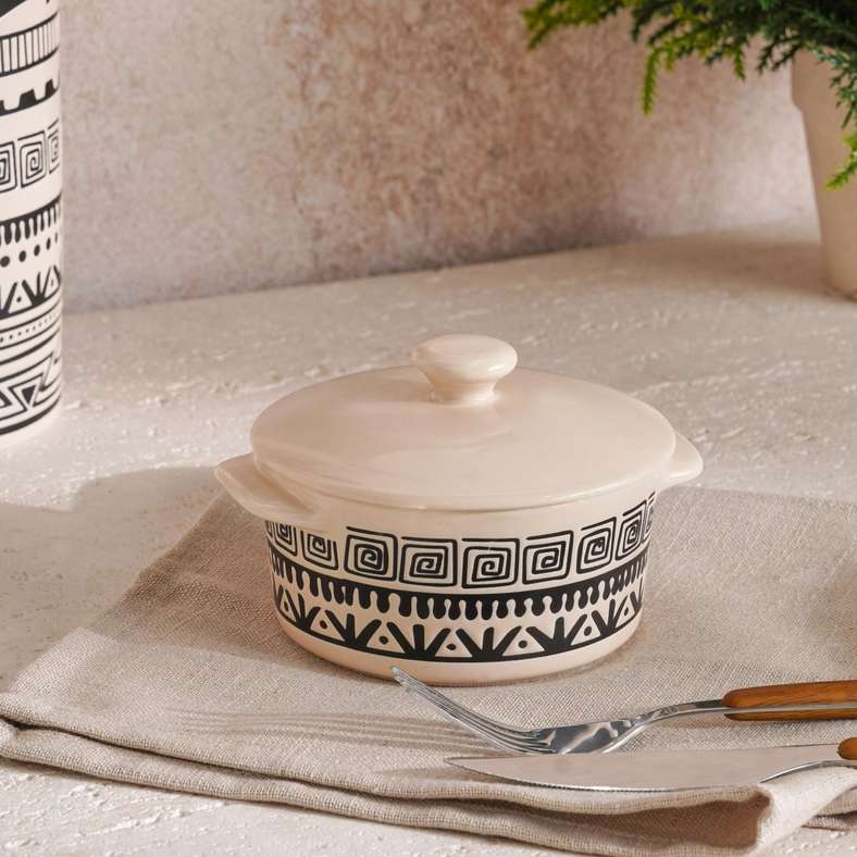 Pan Home طاجن إيليني العرقي - أسود وبيج