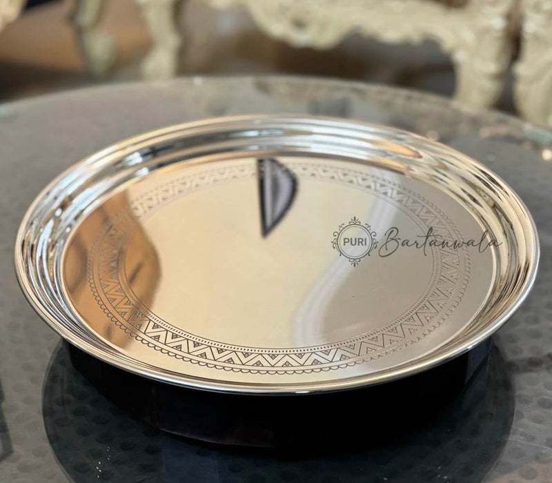 PURI Bartanwala - Stainless Steel Service Tray - Egyptian Design - Glossy Finish - Image 2