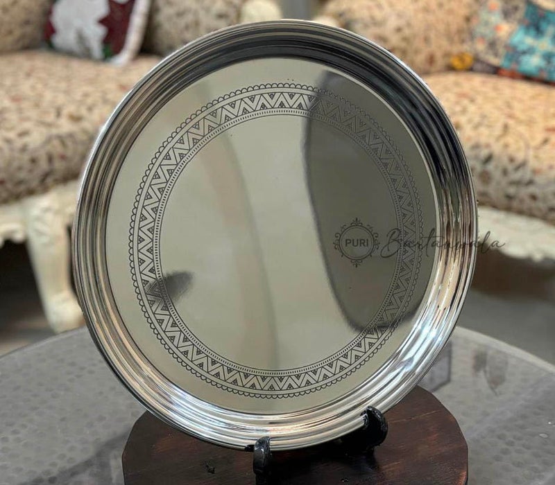 PURI Bartanwala - Stainless Steel Service Tray - Egyptian Design - Glossy Finish - Image 4