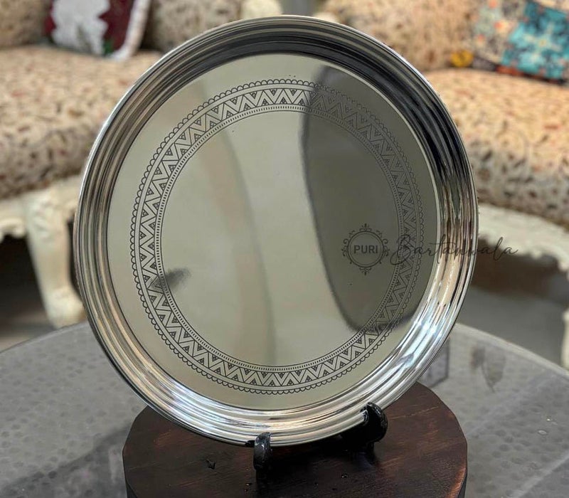 PURI Bartanwala - Stainless Steel Service Tray - Egyptian Design - Glossy Finish - Image 5