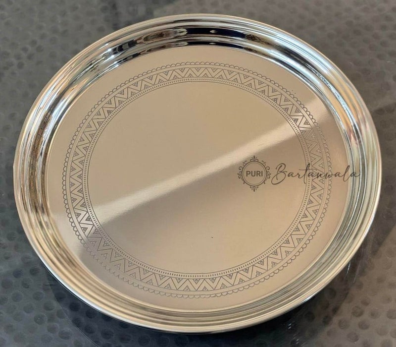 PURI Bartanwala - Stainless Steel Service Tray - Egyptian Design - Glossy Finish - Image 1