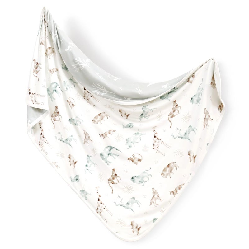 GRSSDER GRSSDER Baby Blankets Super Soft Jersey Knit Swaddle Blanket for Baby Girls and Boys Double Layer Reversible Receiving Blankets 34 x 44 Inches Extra Large for Swaddling Animals Print 