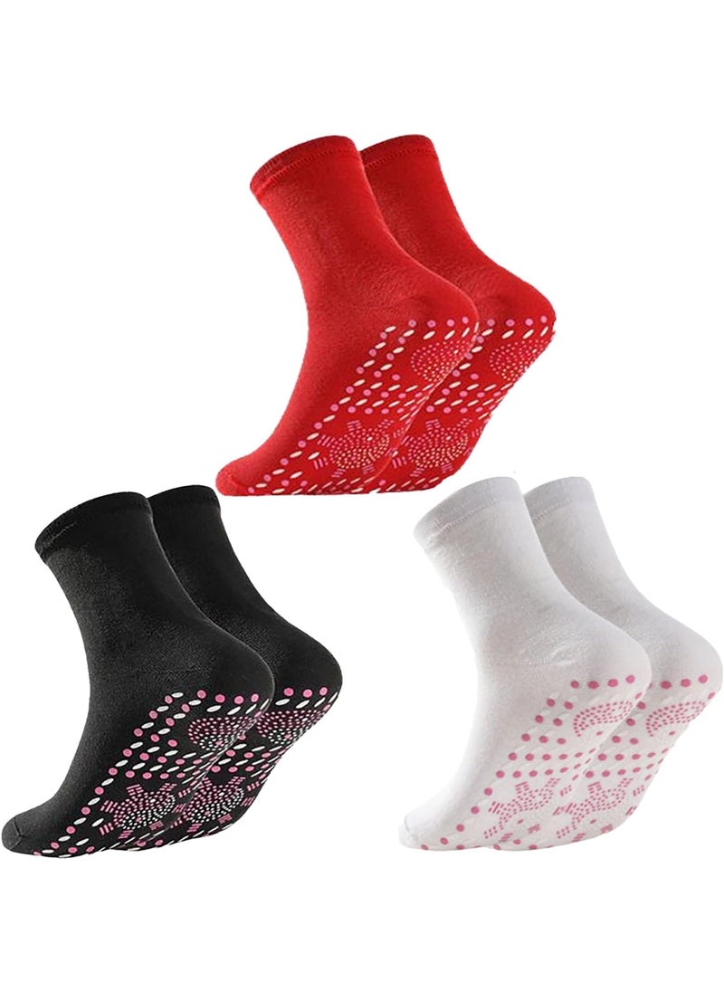 wenfeng 3 Pair Tourmaline Thermal Circulation Acupressure Self-Heating Shaping Socks, AFIZ Tourmaline Slimming Health Sock,Foot Massage Thermotherapeutic Sock (3 Color) 