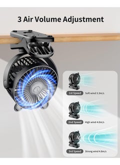 Bebiland Portable Clip on Fan, Small Desk Fan Battery Operated, 360° Rotation, Bear Design, 3 Speed, Mini Table Fan USB Rechargeable, Personal Cooling Baby Stroller Fan for Home Office Outdoor Travel (Black)  - Image 4