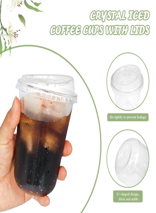 Thrseely 50 Sets Clear Plastic Coffee Cups with Sip Lids, Disposable PET Cups for Iced Coffee, Smoothie, Cold Beverage, Plastic Crystal for Shops and Party Catering (Clear, 16 oz) - Image 3