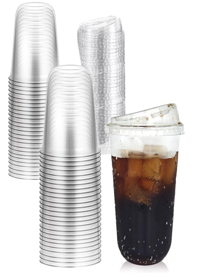 Thrseely 50 Sets Clear Plastic Coffee Cups with Sip Lids, Disposable PET Cups for Iced Coffee, Smoothie, Cold Beverage, Plastic Crystal for Shops and Party Catering (Clear, 16 oz) - Image 1