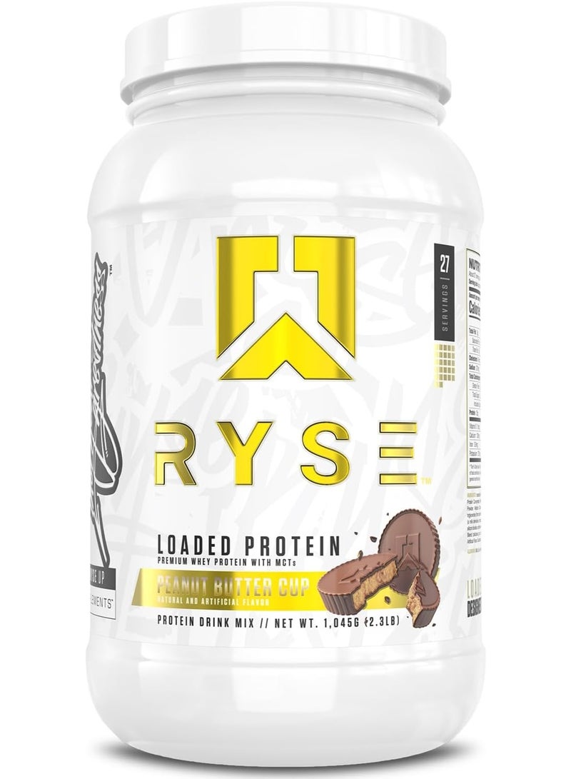 RYSE Loaded Protein Premium Whey Protein – Peanut Butter Cup Flavor, 2.3LB, 27 Servings | High Protein Recovery Formula - Image 1