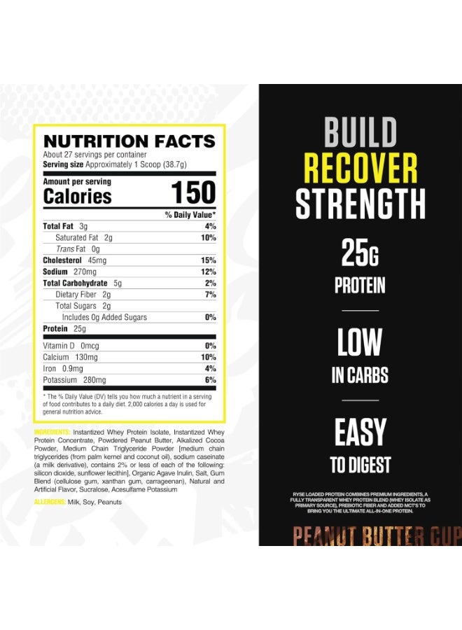 RYSE Loaded Protein Premium Whey Protein – Peanut Butter Cup Flavor, 2.3LB, 27 Servings | High Protein Recovery Formula - Image 5