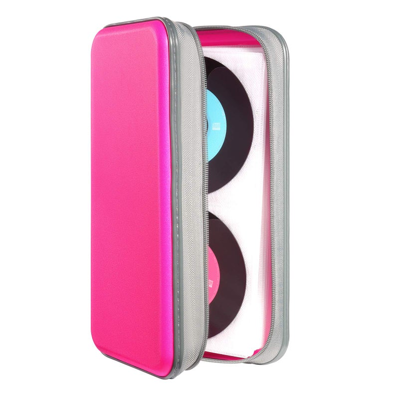 UENTIP CD Case HolderUENTIP 96 Capacity DVD Case Hard Plastic Case Holder CD Organizer Wallet Protective DVD Storage 96 Pink 