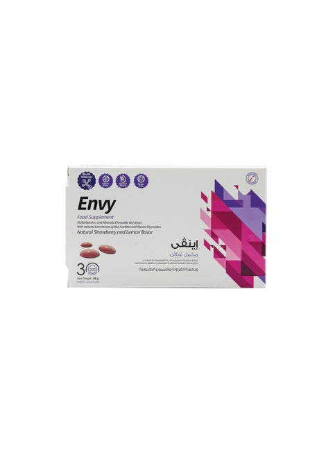Envy – Biotin 30 mcg with Vitamins & Minerals – Strawberry & Lemon Flavor – 30 Gummies
