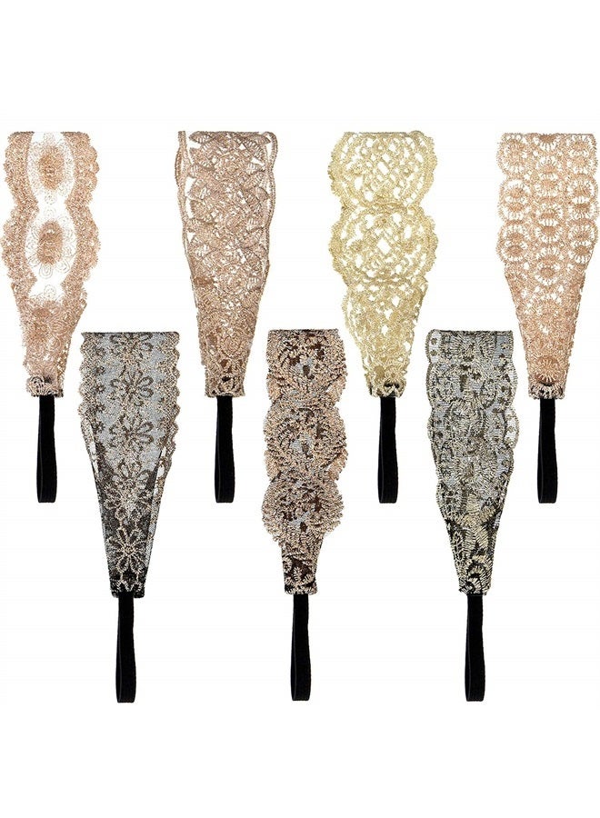 Gejoy 7 Pieces Lace Headbands Women Girls Stretch Headband Elegant Wide Headwrap Hair Turban Accessories - Image 1