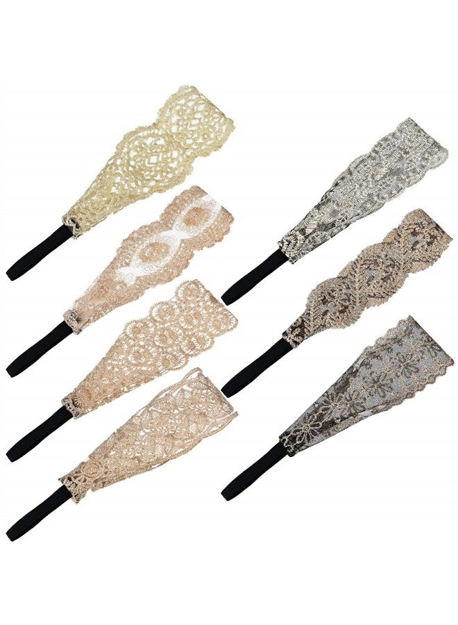 Gejoy 7 Pieces Lace Headbands Women Girls Stretch Headband Elegant Wide Headwrap Hair Turban Accessories - Image 2