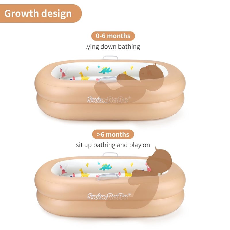 Swimbobo Inflatable Baby Bathtub  Soft Portable Baby Bath for Infants and Toddlers Easy to Inflate Waterproof Ideal for Home and Travel Basic - Image 3
