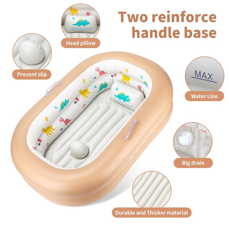 Swimbobo Inflatable Baby Bathtub  Soft Portable Baby Bath for Infants and Toddlers Easy to Inflate Waterproof Ideal for Home and Travel Basic - Image 2