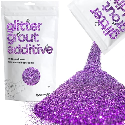 Hemway Glitter Grout Additive add Sparkle to Mosaic Tiles, Bathrooms, Wet Rooms, Kitchens, Tiled Based Rooms and Cement Based Grouts 100g / 3.5oz - Purple - Image 1