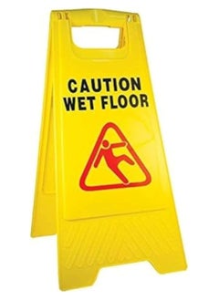 Beauenty Caution Wet Floor Sign - Yellow | Plastic Slippery Floor Warning Sign | Two Side Foldable Slippery Floor Sign | Type A Freestanding Warning Sign for Outdoor and Indoor  - Image 1