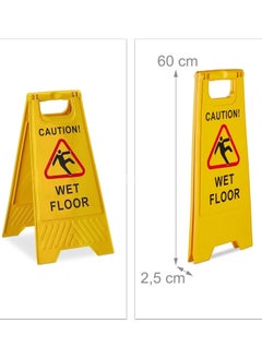 Beauenty Caution Wet Floor Sign - Yellow | Plastic Slippery Floor Warning Sign | Two Side Foldable Slippery Floor Sign | Type A Freestanding Warning Sign for Outdoor and Indoor  - Image 2