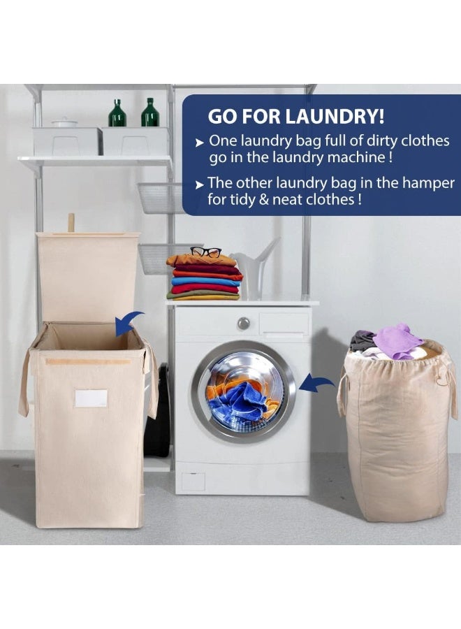 MCleanPin MCleanPin Laundry Hamper with Lid and 2 Removable Liners, Collapsible Dirty Clothes Hamper with 2 Handles, Foldable  - Image 3