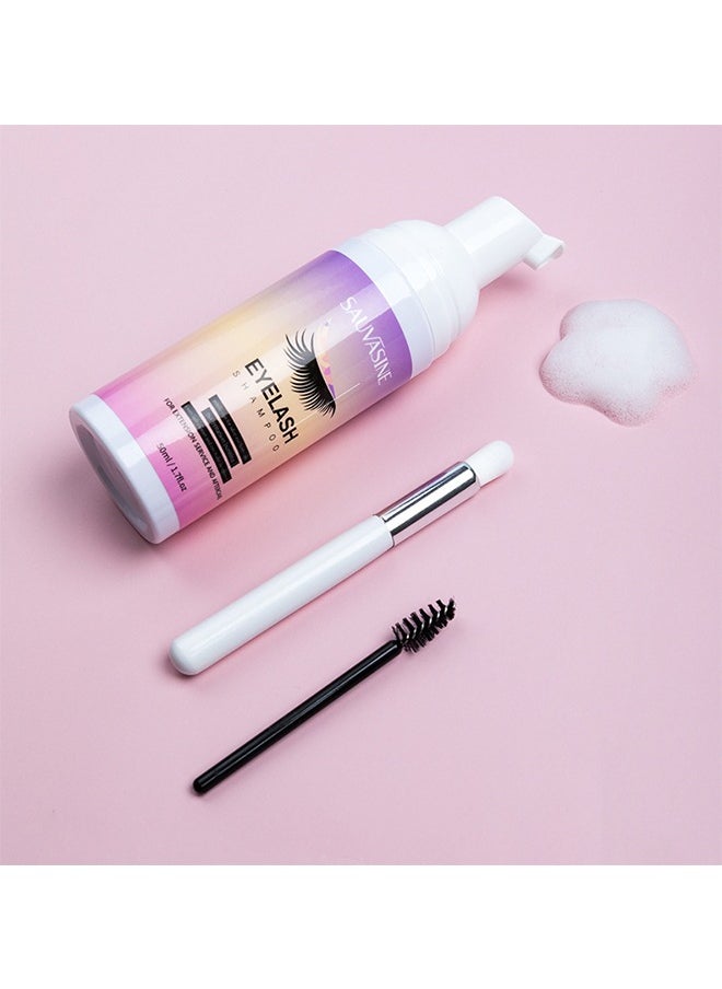 SAUVASINE - Eye Lash Shampoo 50ML - Remove Makeup Residue And Mascara - Gentle Deep Cleansing And No Irritating Or Burning For Eyelash Extension Foam - Perfect For Salon Use And Home Care - Image 1