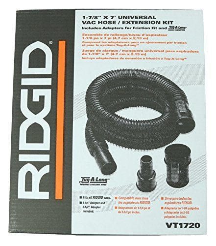 Ridgid Tug-A-Long Genuine OEM 31713 1-7/8 Inch, 7 Foot Vacuum Hose Kit for Wet / Dry Vacuums w/ 1-1/4“ Adapter - Image 2