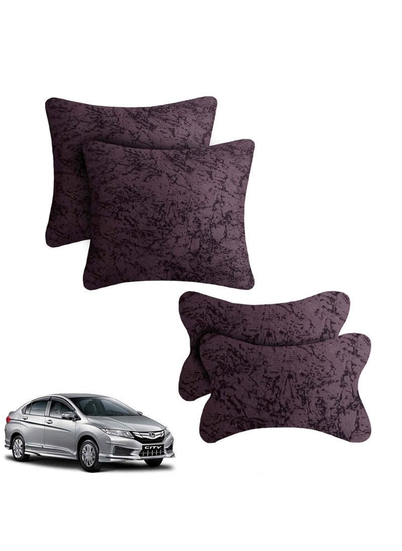 Adroitz Adroitz Velvet Brown Car Cushion Neck Back Rest Pillow for All Car Set of 4 _Ak40  - Image 1