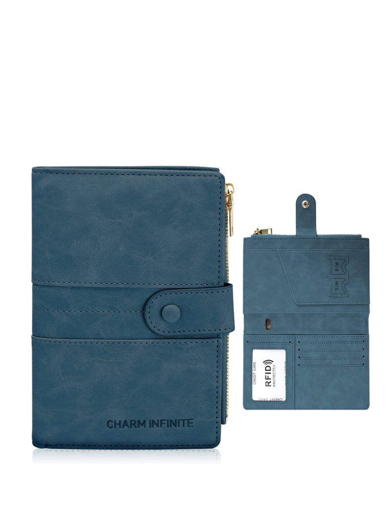 Excefore Passport Holder RFID Blocking, Passport Cover Case, PU Leather Travel Wallet for Passport Credit Cards, Bi-fold Large Capacity Travel Card Purse with Zipper  - Image 1