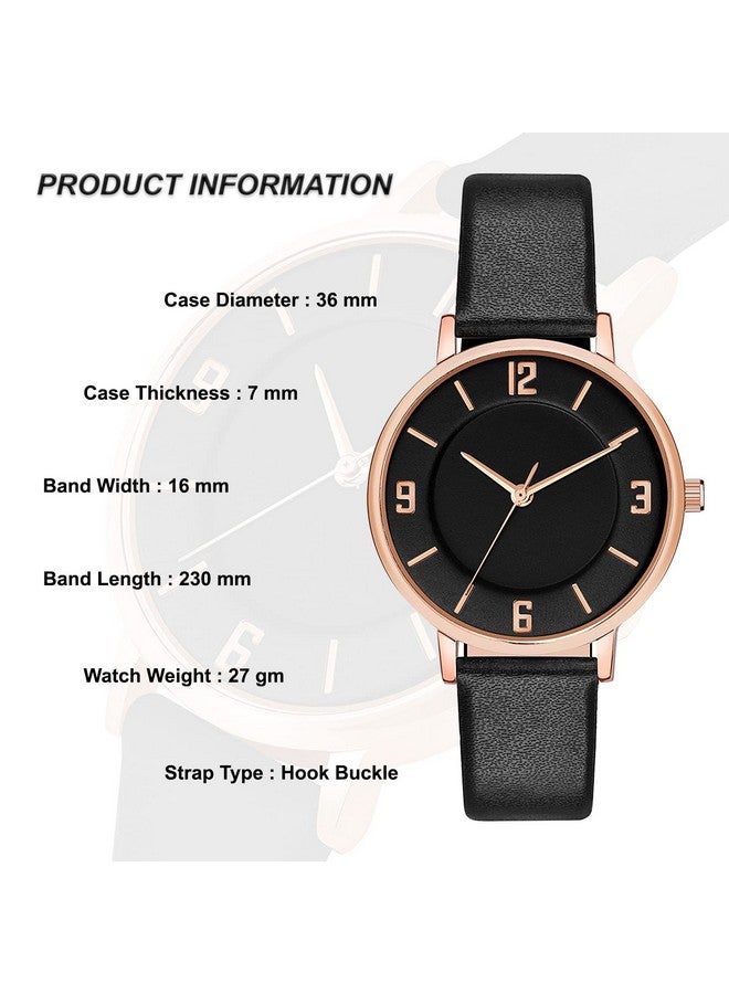 SWADESI STUFF SWADESI STUFF Black Dial Ultra Light Weight Leather Strap Analog Watch for Women and Girls - Image 2