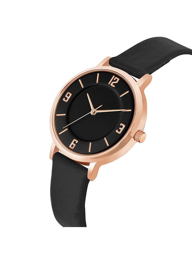 SWADESI STUFF SWADESI STUFF Black Dial Ultra Light Weight Leather Strap Analog Watch for Women and Girls - Image 3