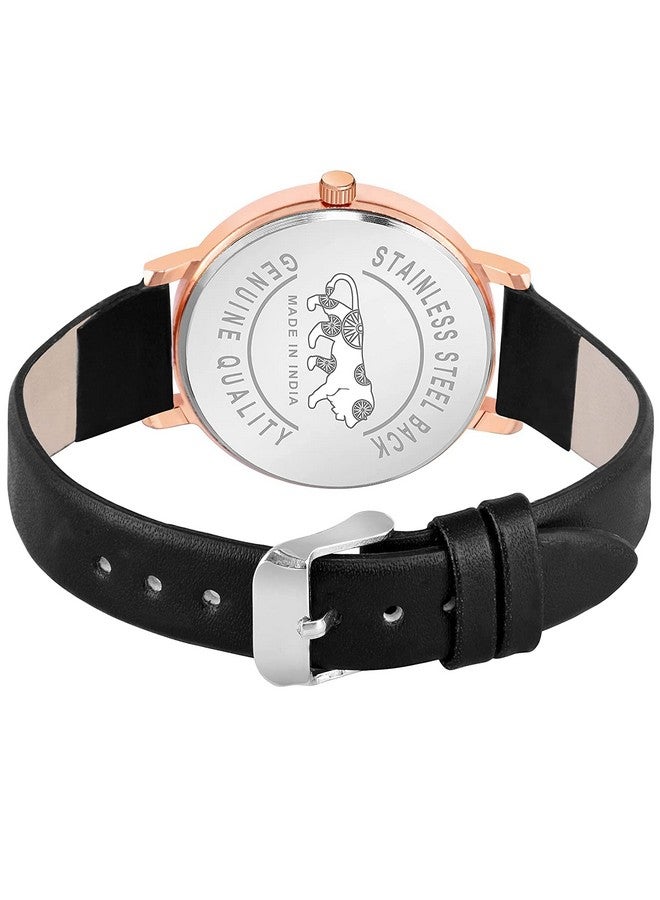 SWADESI STUFF SWADESI STUFF Black Dial Ultra Light Weight Leather Strap Analog Watch for Women and Girls - Image 4
