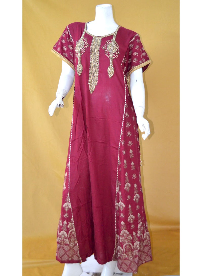 زينة جلابية نسائية أنيقة مطرزة – واسعة من الأسفل، بأكمام باتوينج، بشريط جانبي قابل للتعديل - Image 1