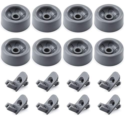 Romalon WD35X21041 Dishwasher Wheels Lower Dishrack Roller Axle Kit WD12X10136 WD12X10277 Compatible with GE Profile Lower Rack Kit 8PC Studs and 8PC Rollers - Image 1