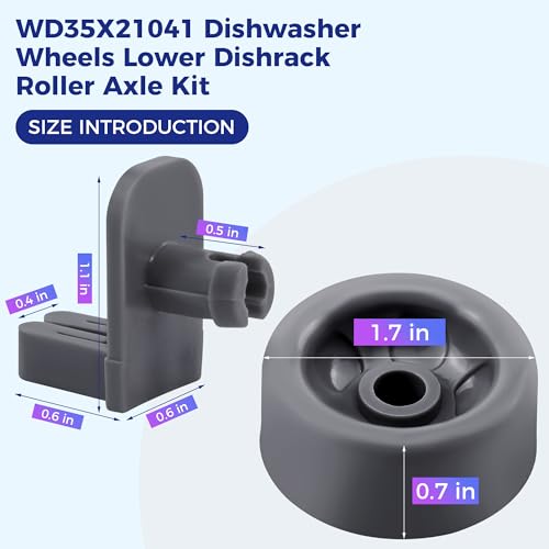 Romalon WD35X21041 Dishwasher Wheels Lower Dishrack Roller Axle Kit WD12X10136 WD12X10277 Compatible with GE Profile Lower Rack Kit 8PC Studs and 8PC Rollers - Image 3