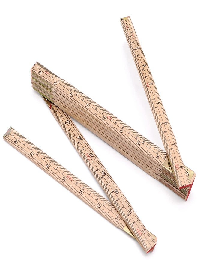 Jeemiter Heavy-Duty Wood Folding Rule, 6.5FT/2M Hardwood Carpenter Ruler with Brass Hinges | Anti-Warp Yard Stick with Inch & Metric Scales - Image 1
