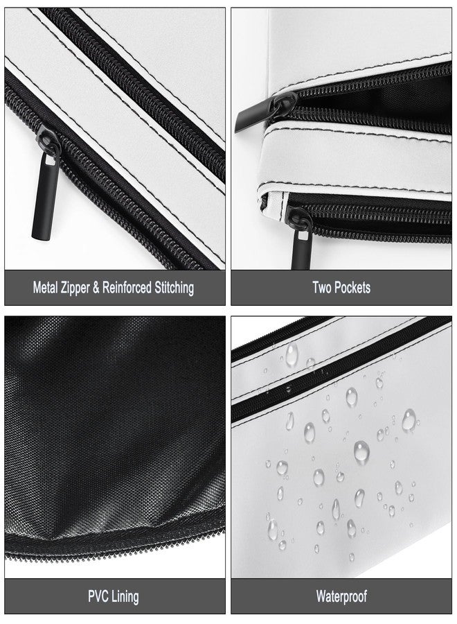 HAUTOCO Money Bag with Zipper 11x6.1 inch Money Pouch with Lined PU Leather Bank Bag Two Pockets Utility Wallet for Cash Check Receipt Coins Cosmetics, White - Image 3