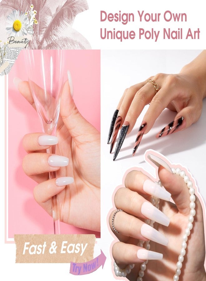 ROSALIND White Rose Pink Acrylic Poly Extension Gel, 2 PCS 2oz/60ml White Poly Nail Gel Set for white Nail Art Decoration, Builder Pink Gel Thickening Poly Nail Gel Tube Easy to DIY Use Need UV Lamp - Image 4