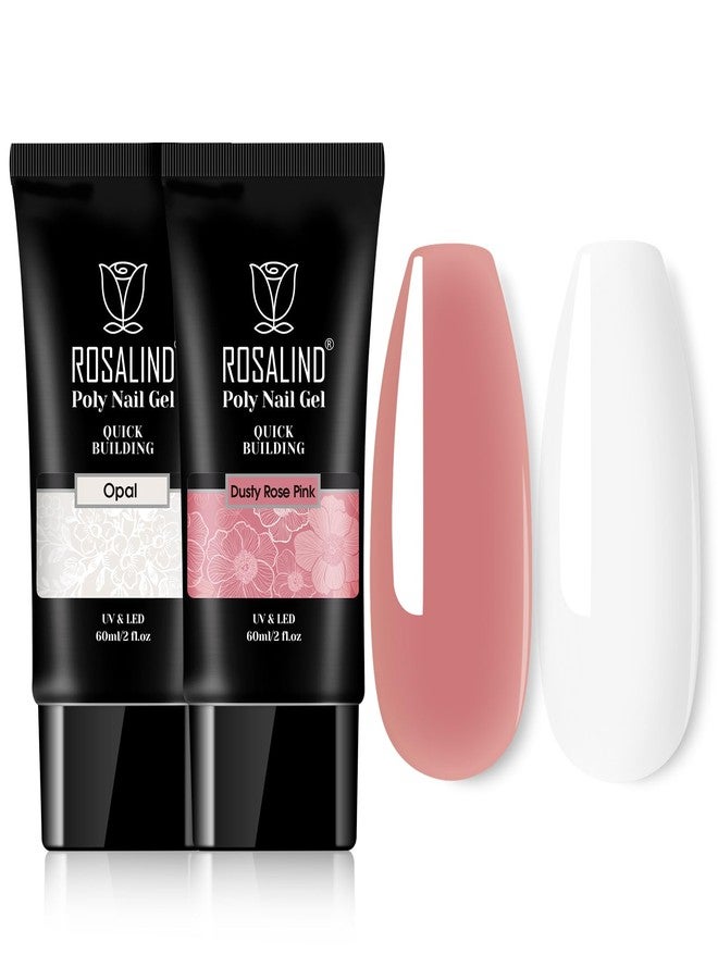 ROSALIND White Rose Pink Acrylic Poly Extension Gel, 2 PCS 2oz/60ml White Poly Nail Gel Set for white Nail Art Decoration, Builder Pink Gel Thickening Poly Nail Gel Tube Easy to DIY Use Need UV Lamp - Image 1