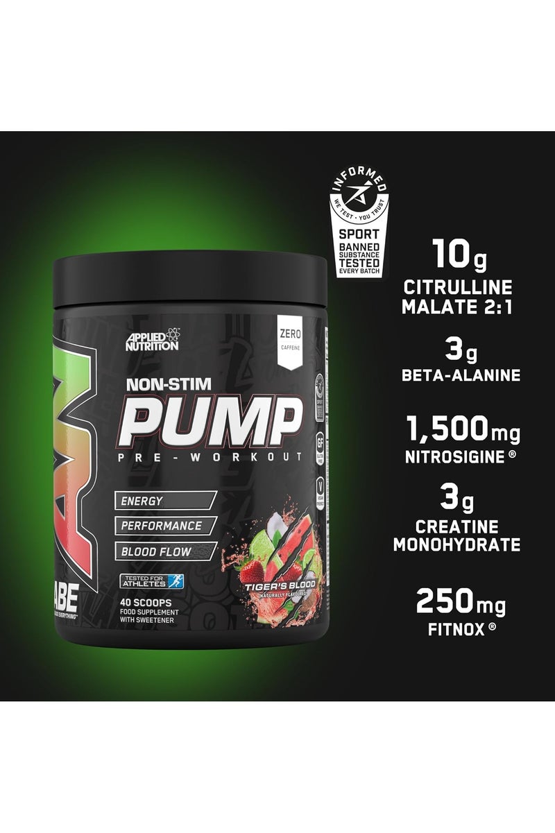 Applied Nutrition ABE Pump Pre Workout Stim Free- Tigers Blood Flavor 40 Scoops, 500 gm - Image 2