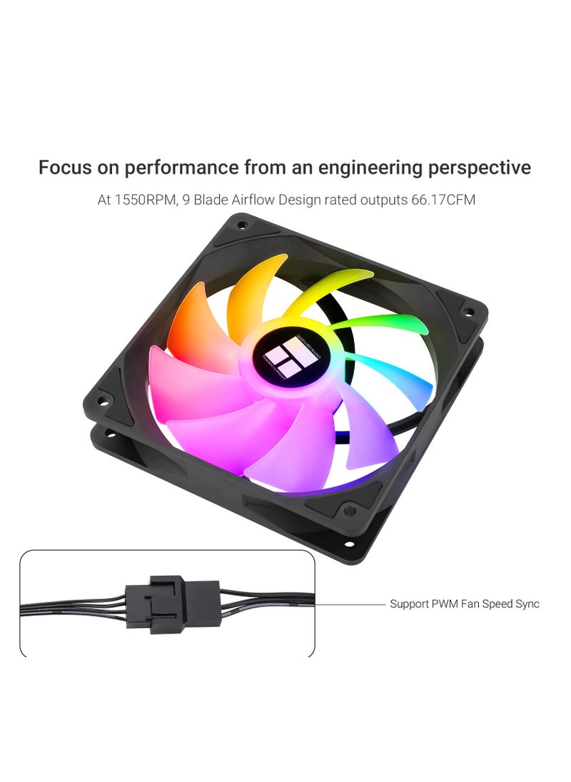 Thermalright TL-C12C-S CPU Fan 120mm ARGB Case Cooler Fan, 4pin PWM Silent Computer Fan with S-FDB Bearing Included, up to 1550RPM Cooling Fan  - Image 3