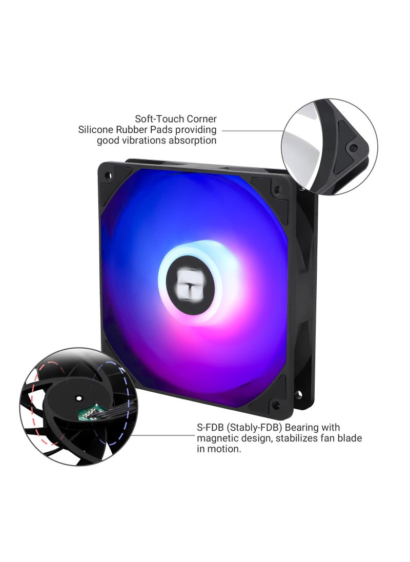 Thermalright TL-C12C-S CPU Fan 120mm ARGB Case Cooler Fan, 4pin PWM Silent Computer Fan with S-FDB Bearing Included, up to 1550RPM Cooling Fan  - Image 4