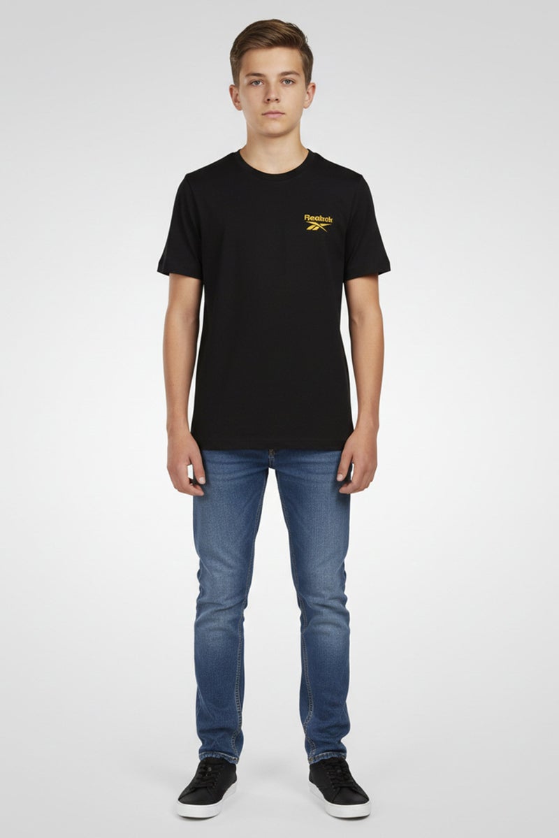 Reebok Kids Boy Sportswear Fit Short Sleeve Outdoor T-Shirt, Black - Image 1