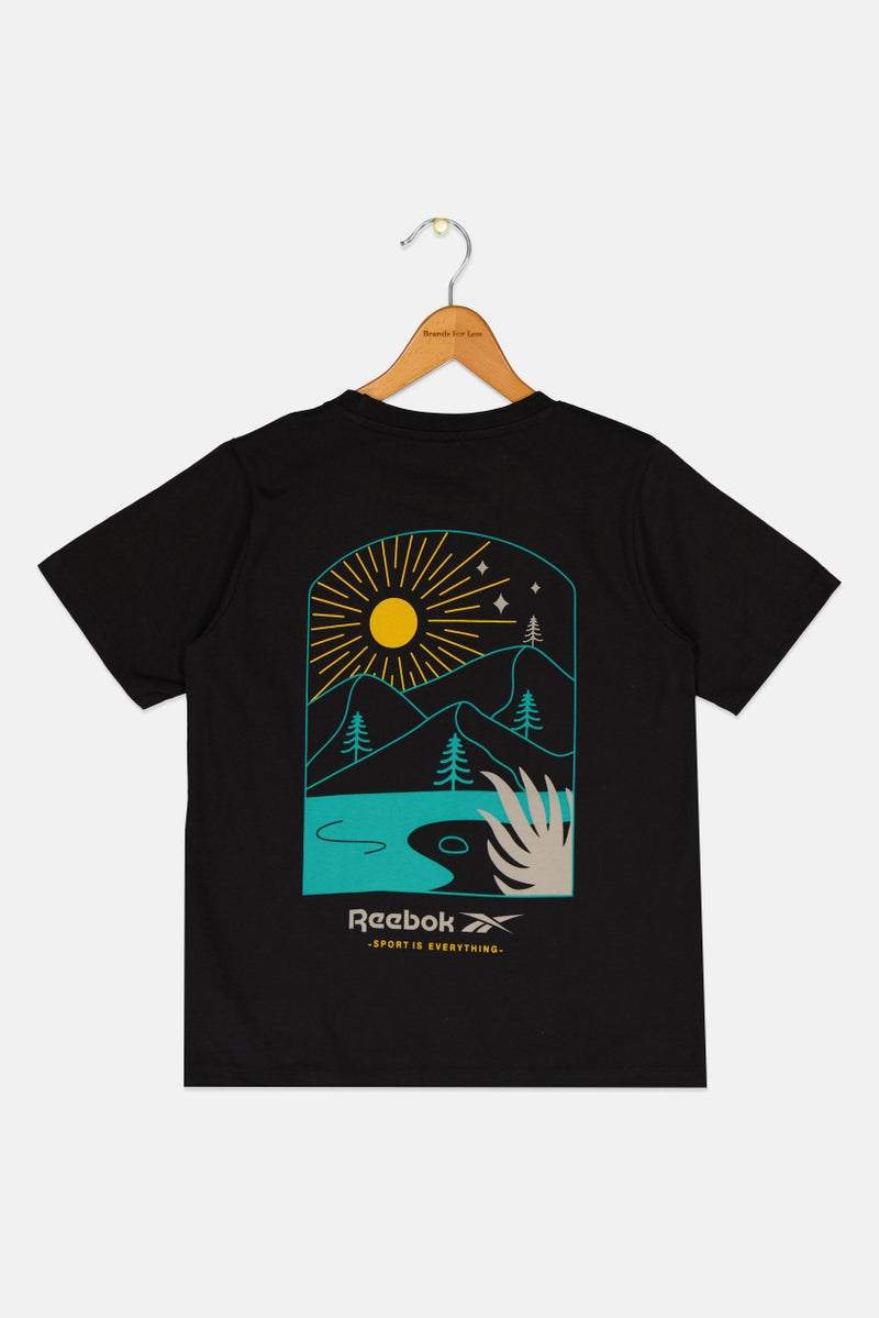 Reebok Kids Boy Sportswear Fit Short Sleeve Outdoor T-Shirt, Black - Image 2