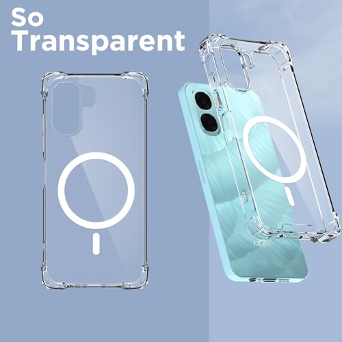 Pikkme Back Cover for Oppo A6X 5G Mag-Safe Shockproof PC + TPU Protective Case Magnetic Support Bumper Case (Transparent Mag-Safe) - Image 2