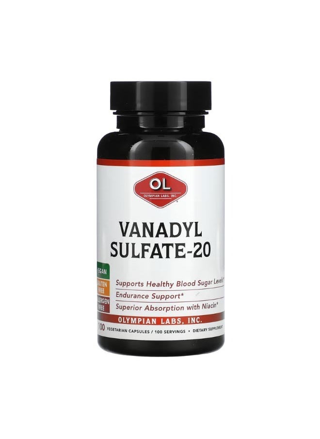 Olympian Labs Vanadyl Sulfate 20 100 Vegetarian Capsules  - Image 1