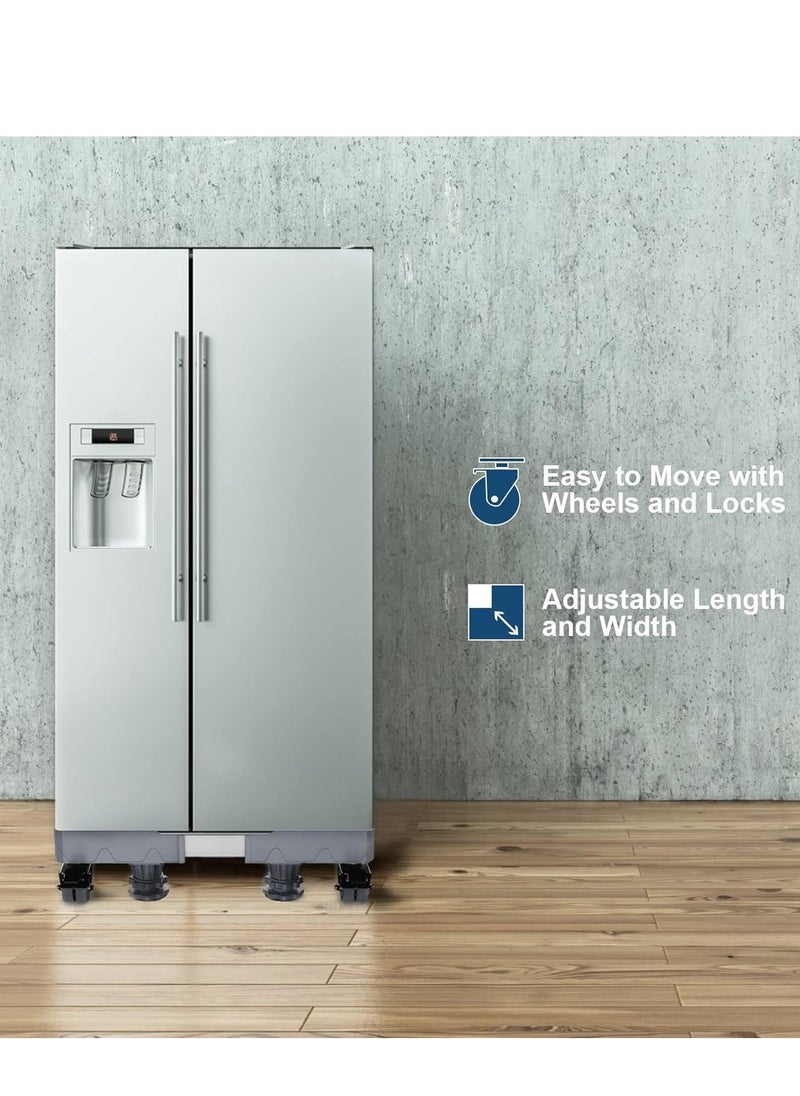 Arabest - Washing Machine Base Mini Fridge Stand Universal Mobile Base Adjustable Washer Dryer Dolly Roller Telescopic Movable Pedestal with 4 Lockable Steel Wheels Double Tubes 8 Strong Feet for Refrigerator - Image 1