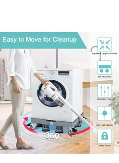 Arabest Washing Machine Base Mini Fridge Stand Universal Mobile Base Adjustable Washer Dryer Dolly Roller Telescopic Movable Pedestal with 4 Lockable Steel Wheels Double Tubes 8 Strong Feet for Refrigerator  - Image 4