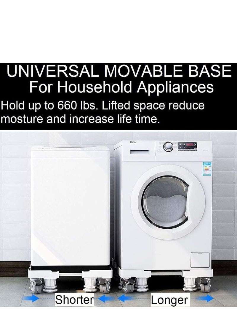 Arabest - Washing Machine Base Mini Fridge Stand Universal Mobile Base Adjustable Washer Dryer Dolly Roller Telescopic Movable Pedestal with 4 Lockable Steel Wheels Double Tubes 8 Strong Feet for Refrigerator - Image 1